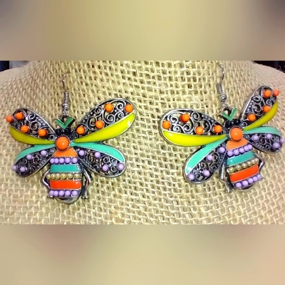 Colorful Bee Earrings - Picture 1 of 4